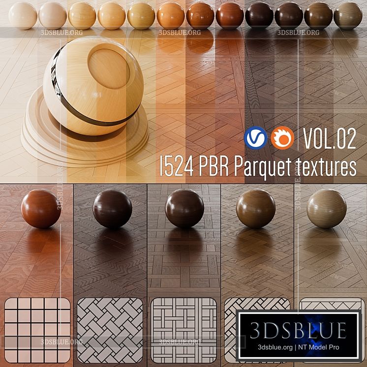 Wood Floor Set 02 3DS Max - thumbnail 3