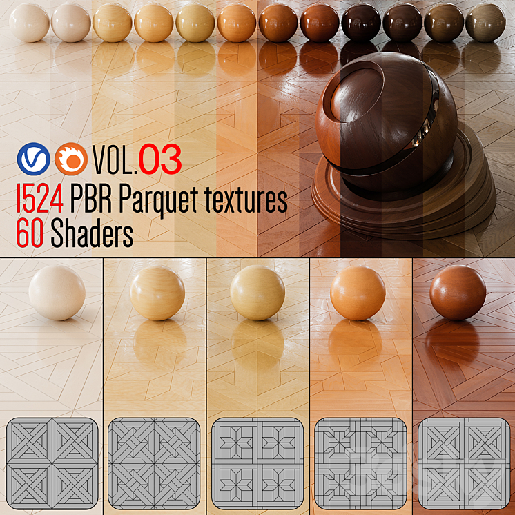 Wood Floor Set 03 3DS Max Model - thumbnail 1