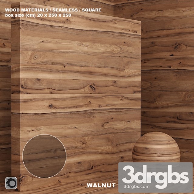 Wood walnut material (seamless) – set 72 3dsmax Download - thumbnail 1