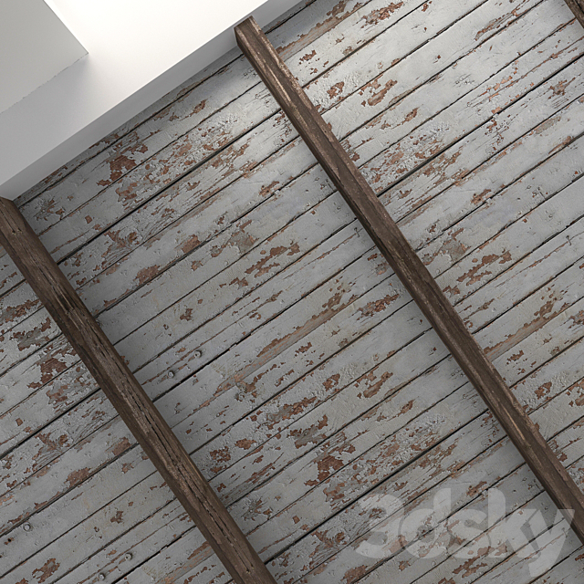 Wooden ceiling with beams 16 3DS Max Model - thumbnail 2