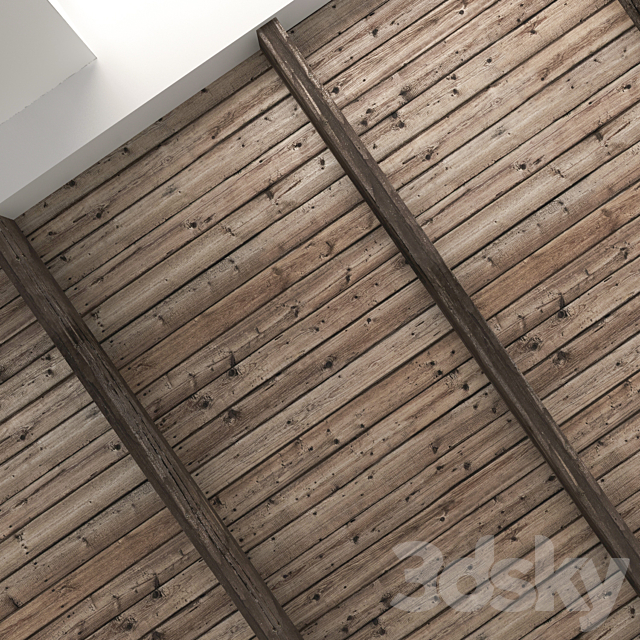 Wooden ceiling with beams 21 3DS Max Model - thumbnail 2