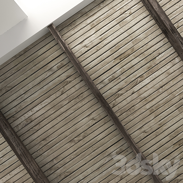 Wooden ceiling with beams 22 3DS Max Model - thumbnail 2