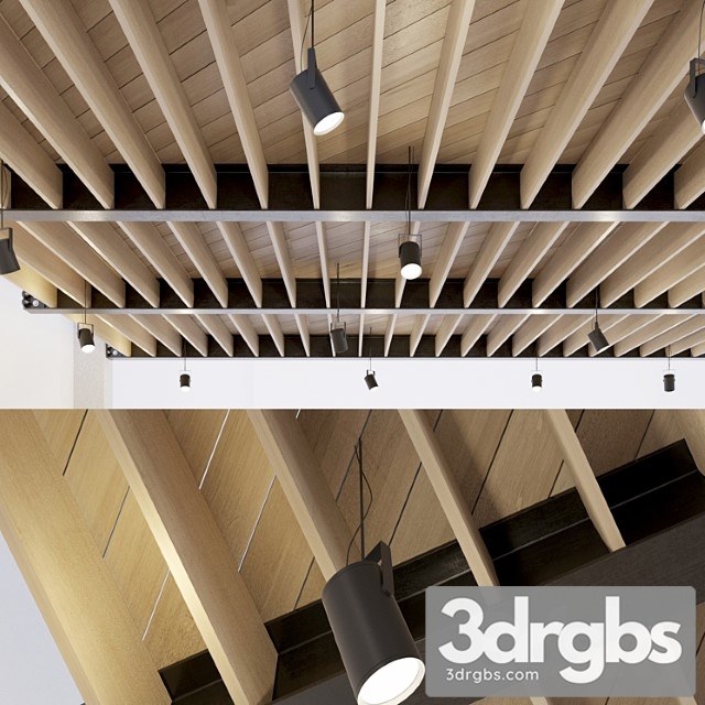 Wooden Ceiling with Metal Beams 24 1 3dsmax Download - thumbnail 1