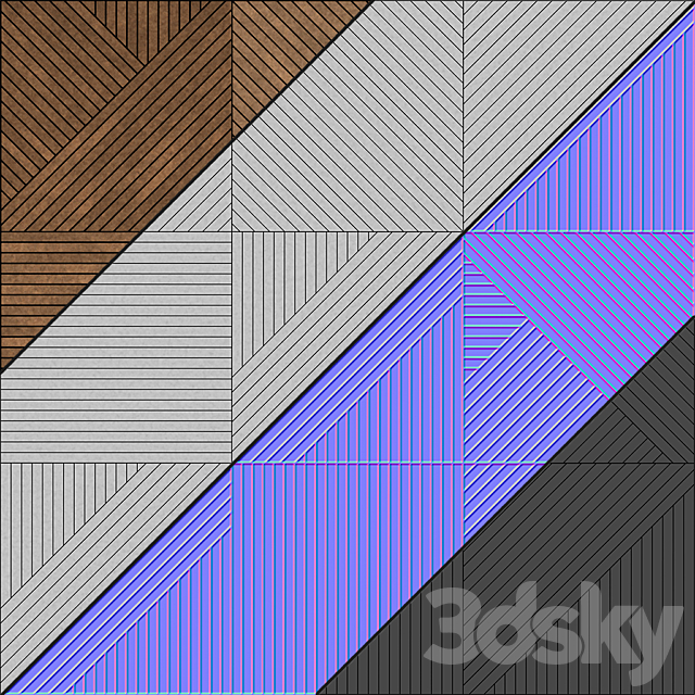 Wooden wall panel 3DS Max Model - thumbnail 2