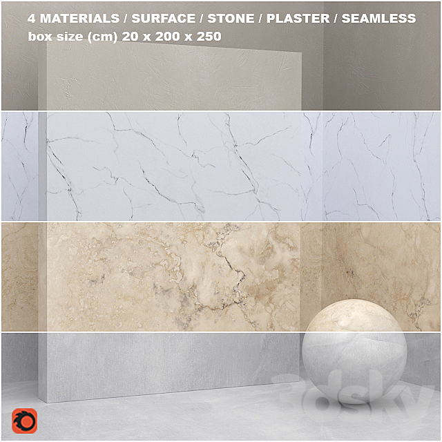 4 materials (seamless) – stone plaster – set 25 3ds Max - thumbnail 1