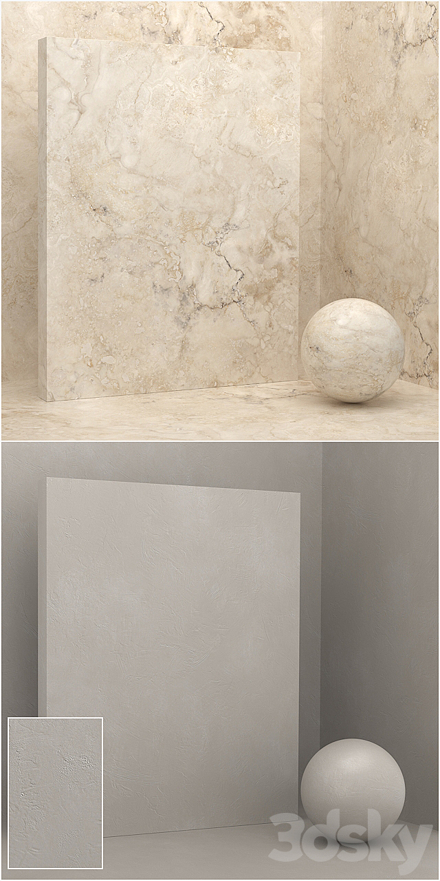 4 materials (seamless) – stone plaster – set 25 3ds Max - thumbnail 2