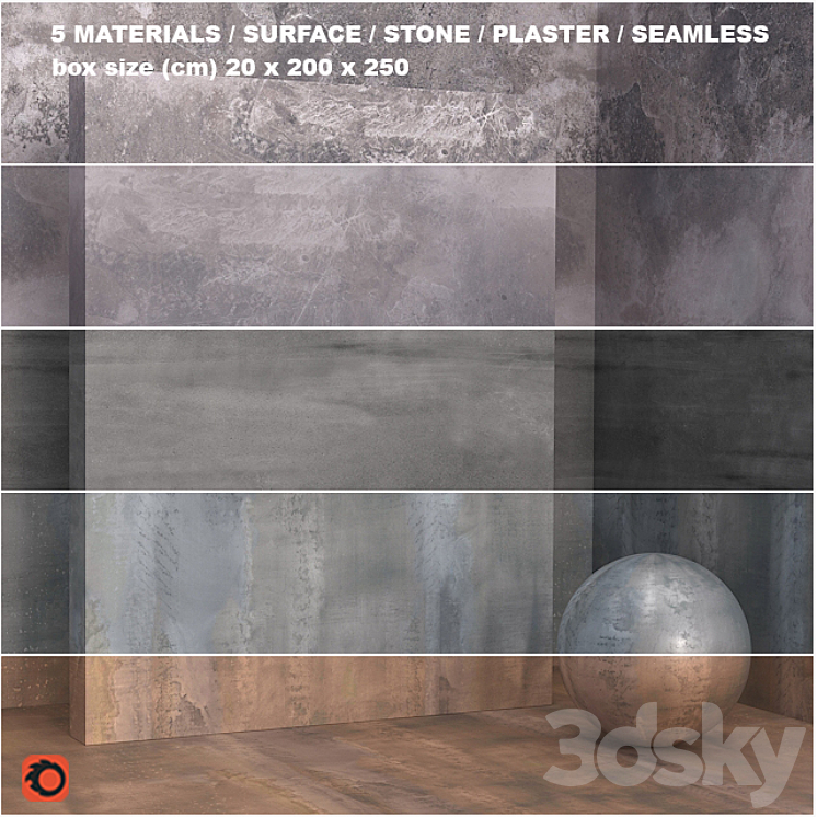 5 materials (seamless) – coating plaster – set 28 3DS Max - thumbnail 1