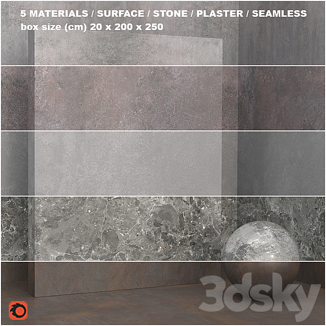 5 materials (seamless) – coating plaster – set 29 3ds Max - thumbnail 1