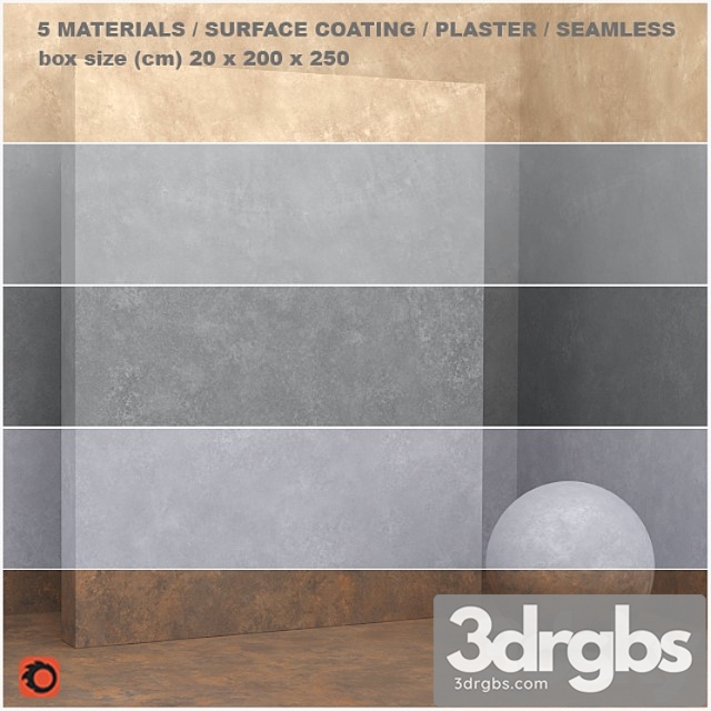 5 materials (seamless) – stone plaster – set 19 3dsmax Download - thumbnail 1