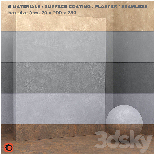 5 materials (seamless) – stone. plaster – set 19 3DSMax File - thumbnail 1