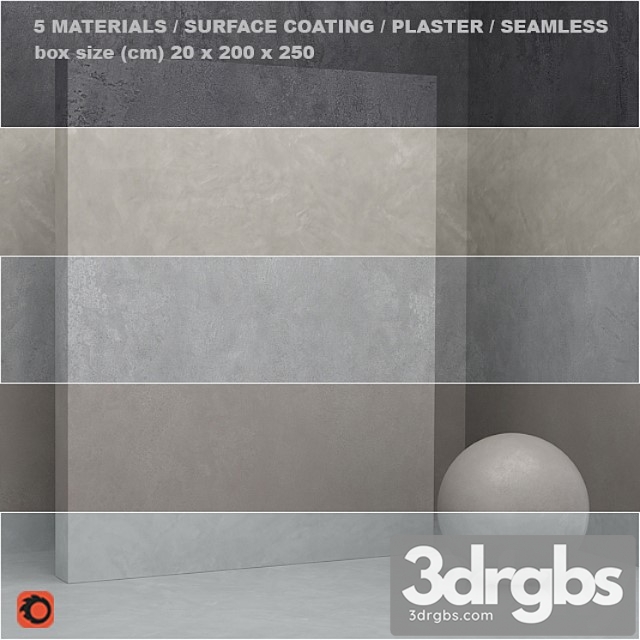 5 materials (seamless) – stone plaster – set 20 3dsmax Download - thumbnail 1