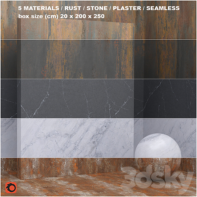 5 materials (seamless) – stone plaster – set 26 3ds Max - thumbnail 1