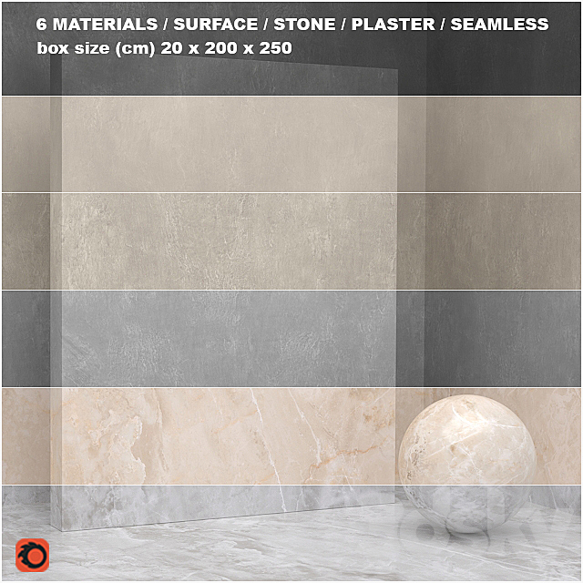 6 materials (seamless) – stone. plaster – set 23 3DSMax File - thumbnail 1