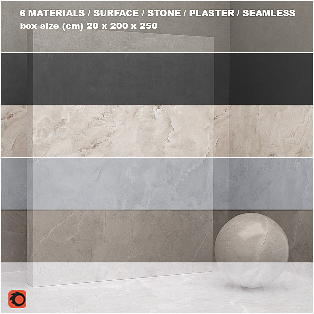 6 materials (seamless) – stone plaster – set 24 3ds Max - thumbnail 1