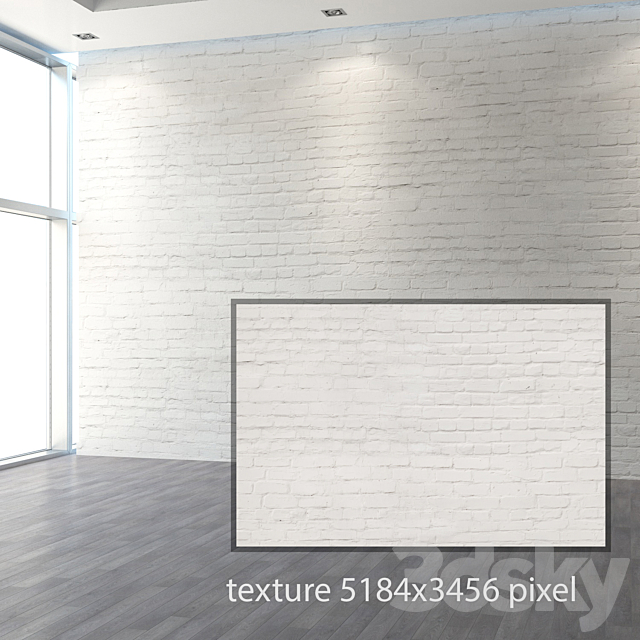 Aged brickwork of white brick 3DS Max Model - thumbnail 2