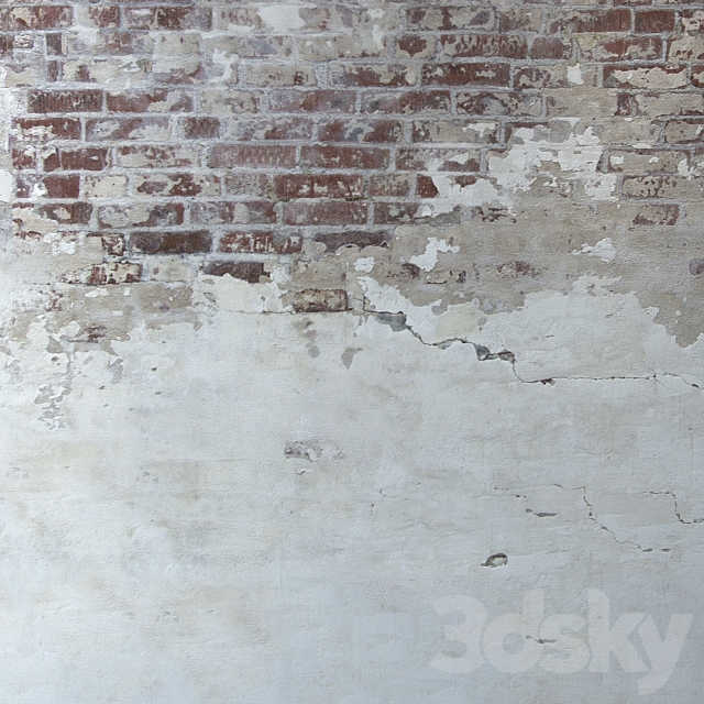 Aged wall with masonry 3ds Max - thumbnail 3