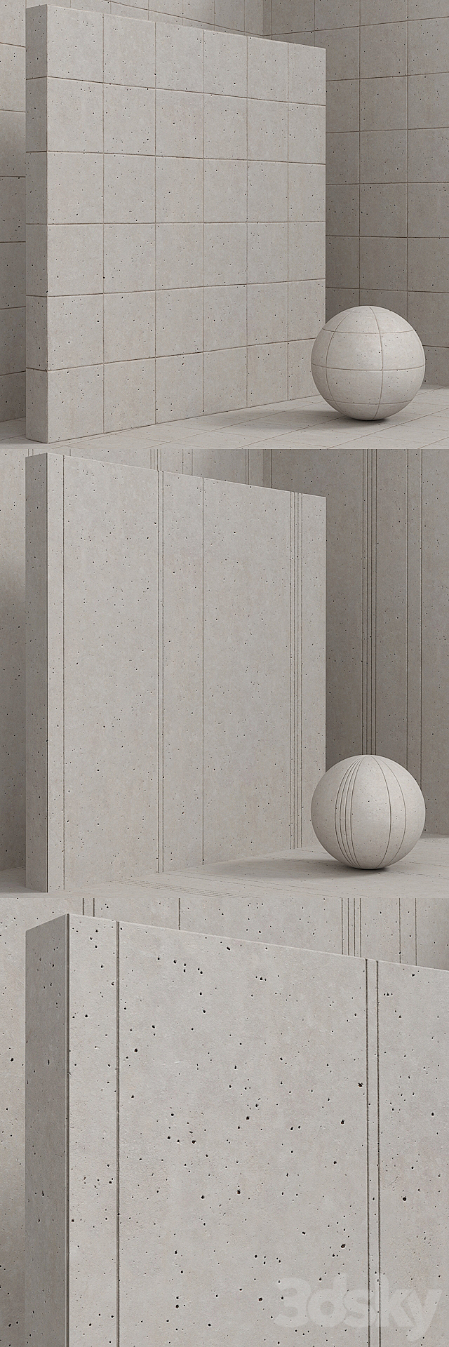 Material (seamless) – plaster concrete panel set 95 3DS Max Model - thumbnail 3