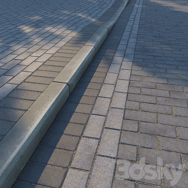 Paving slabs and curb (curb) v2 3DSMax File - thumbnail 1