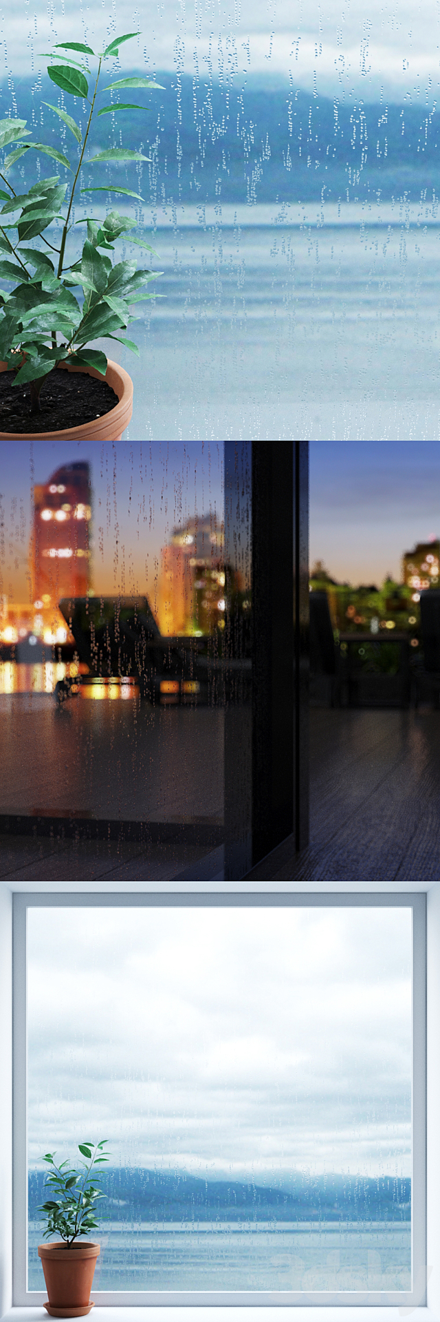 Wet glass – drops after rain 3DS Max Model - thumbnail 2