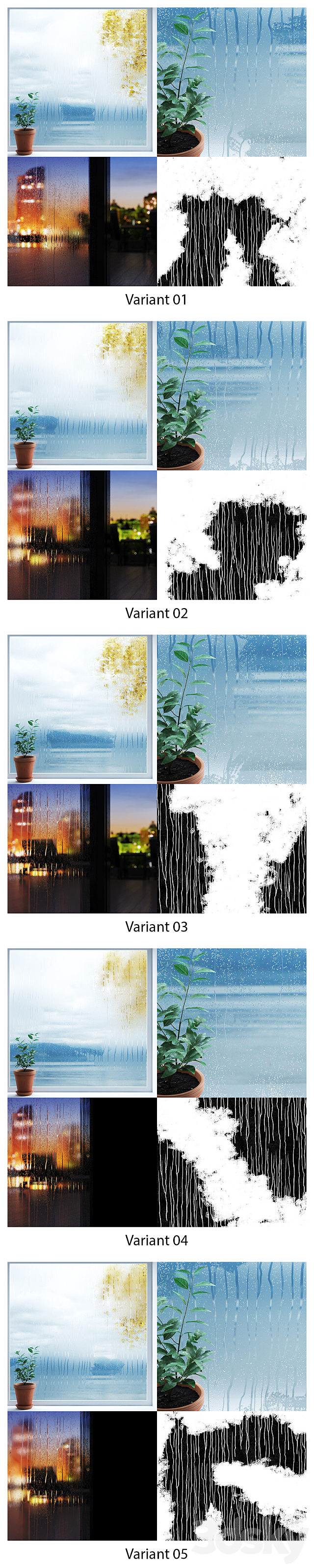 Wet glass – drops in the rain 3DSMax File - thumbnail 2