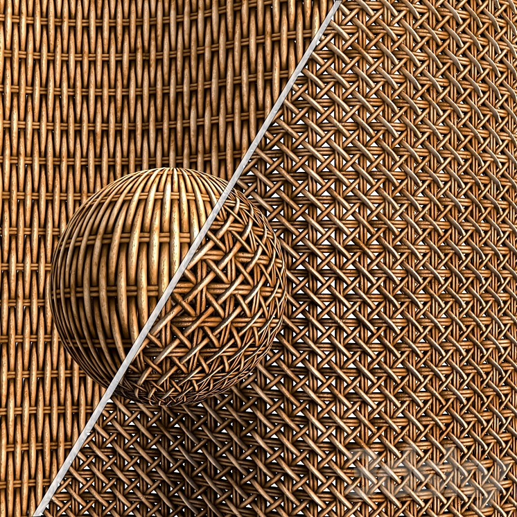 Woven bamboo & rattan cane material -vol.02 3DS Max Model - thumbnail 3