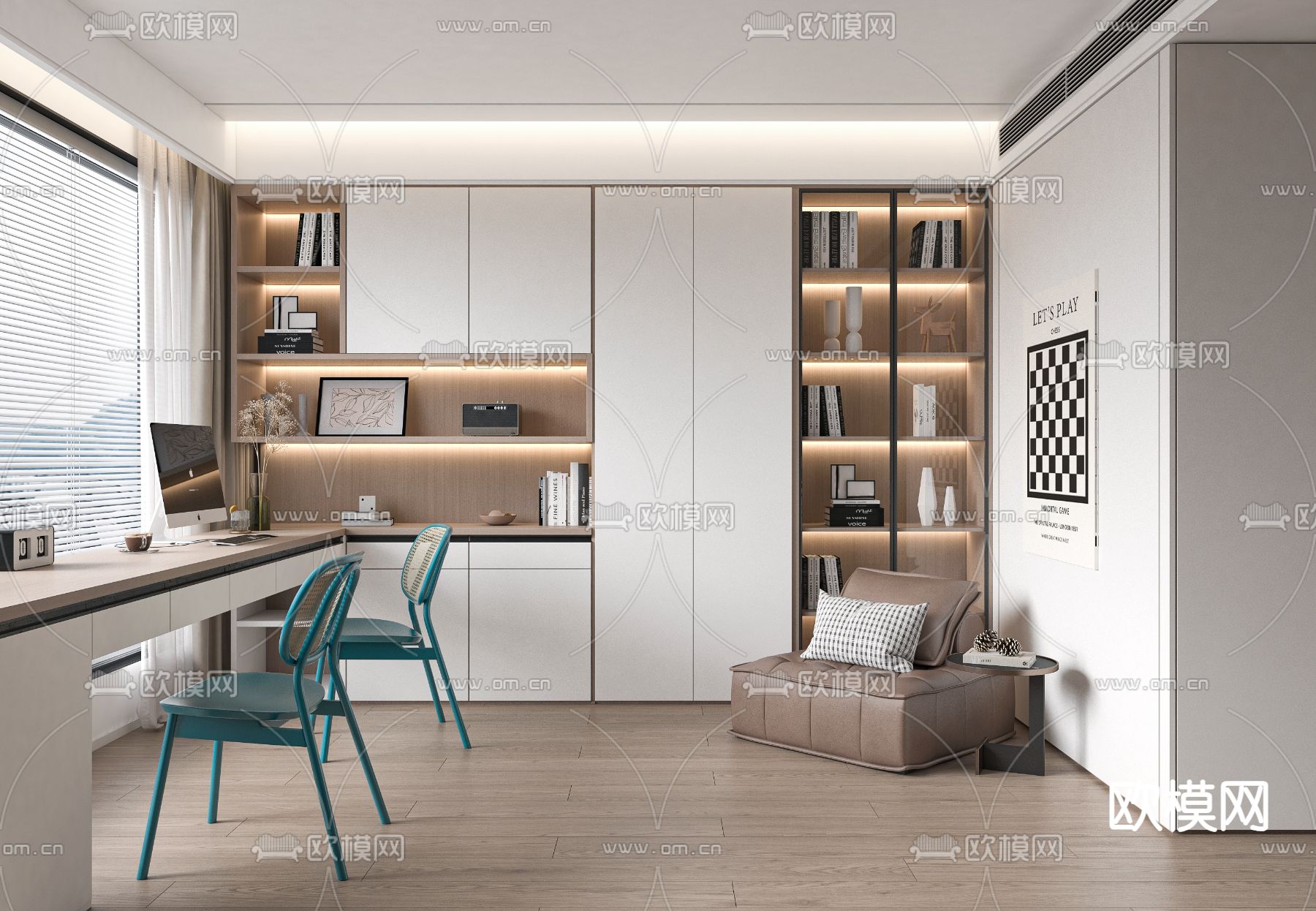 OFFICE HOME – VRAY / CORONA – 3D MODEL – 1703 - thumbnail 1