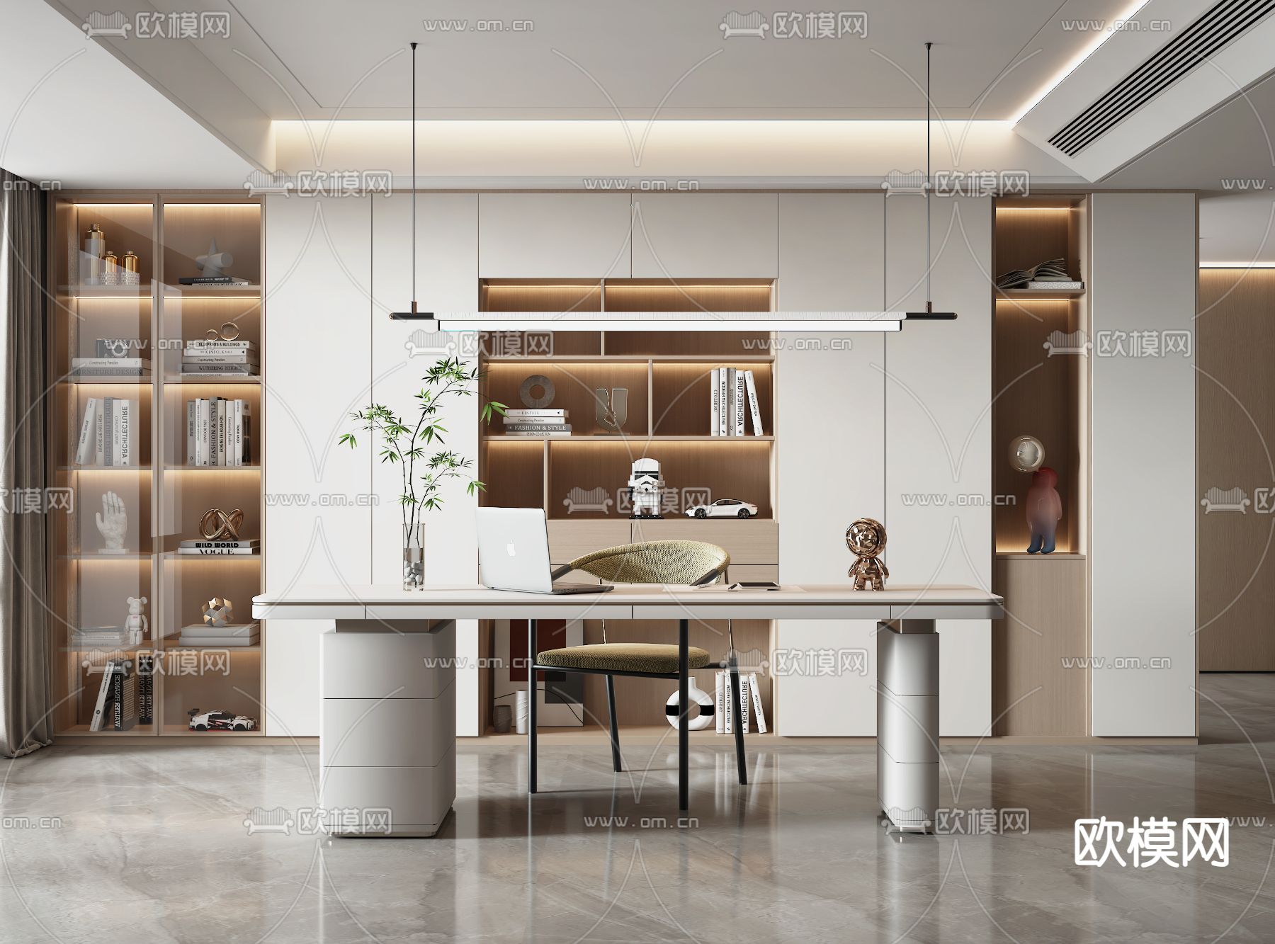 OFFICE HOME – VRAY / CORONA – 3D MODEL – 1707 - thumbnail 1