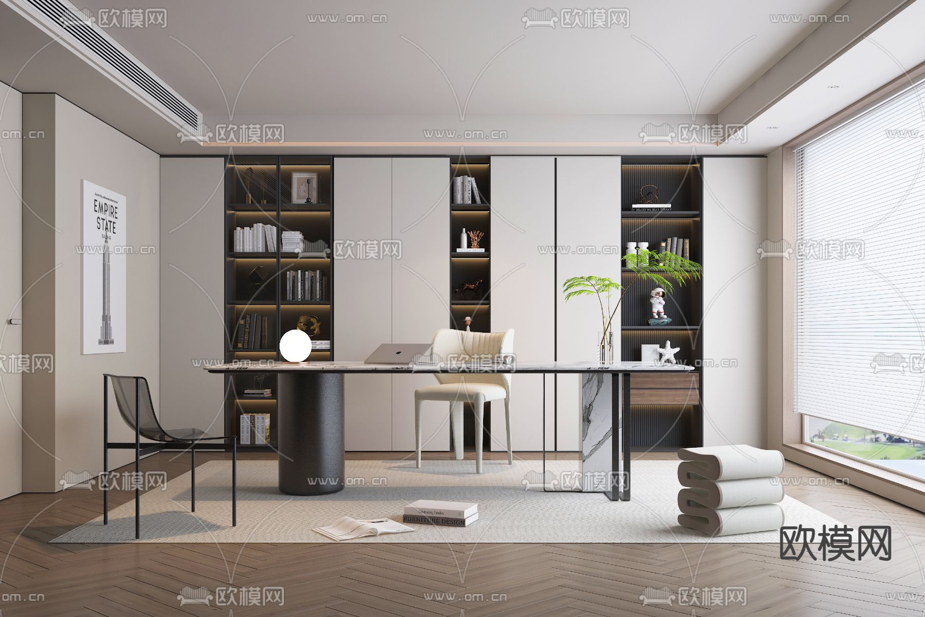 OFFICE HOME – VRAY / CORONA – 3D MODEL – 1738 - thumbnail 1