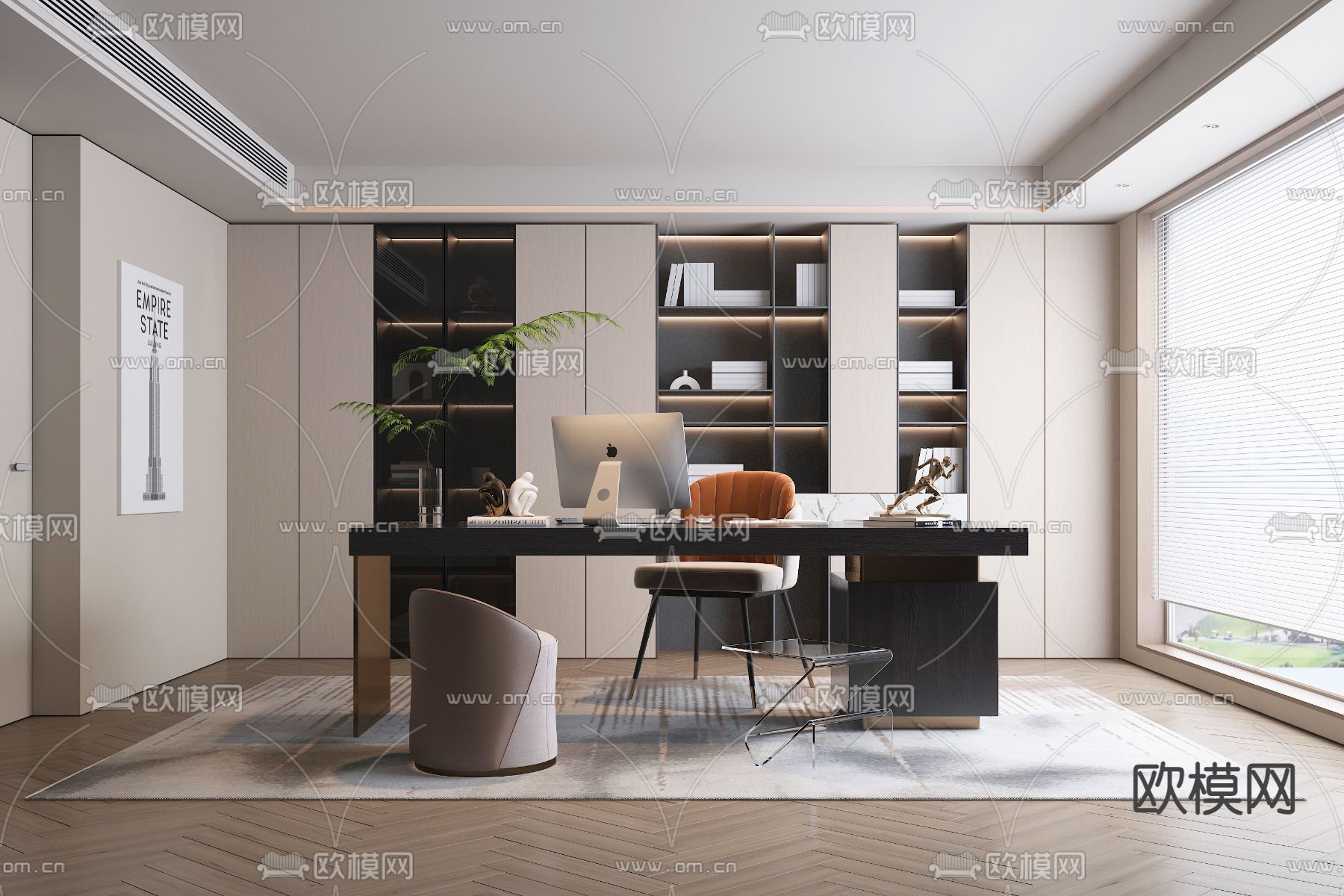 OFFICE HOME – VRAY / CORONA – 3D MODEL – 1740 - thumbnail 1