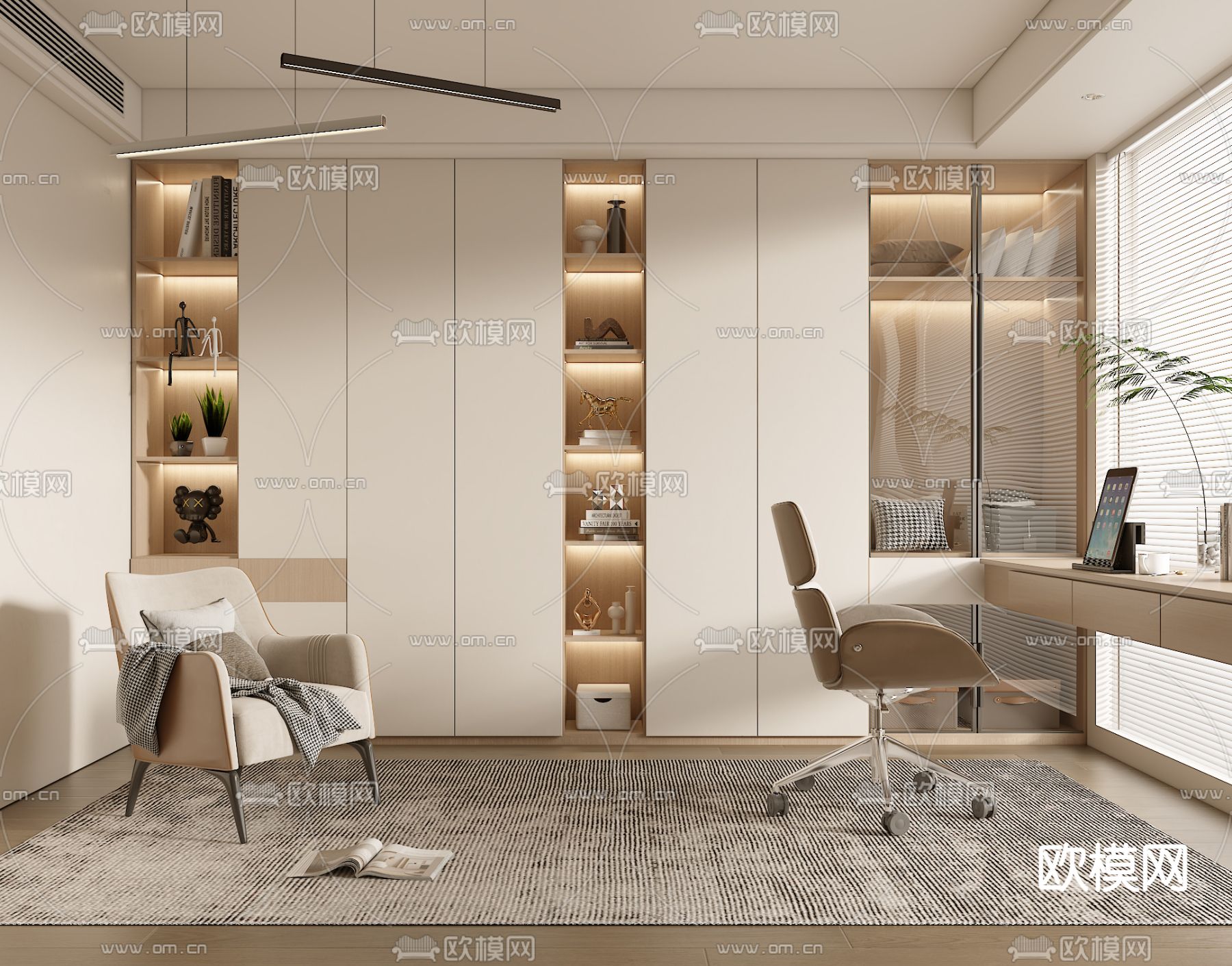 OFFICE HOME – VRAY / CORONA – 3D MODEL – 1749 - thumbnail 1