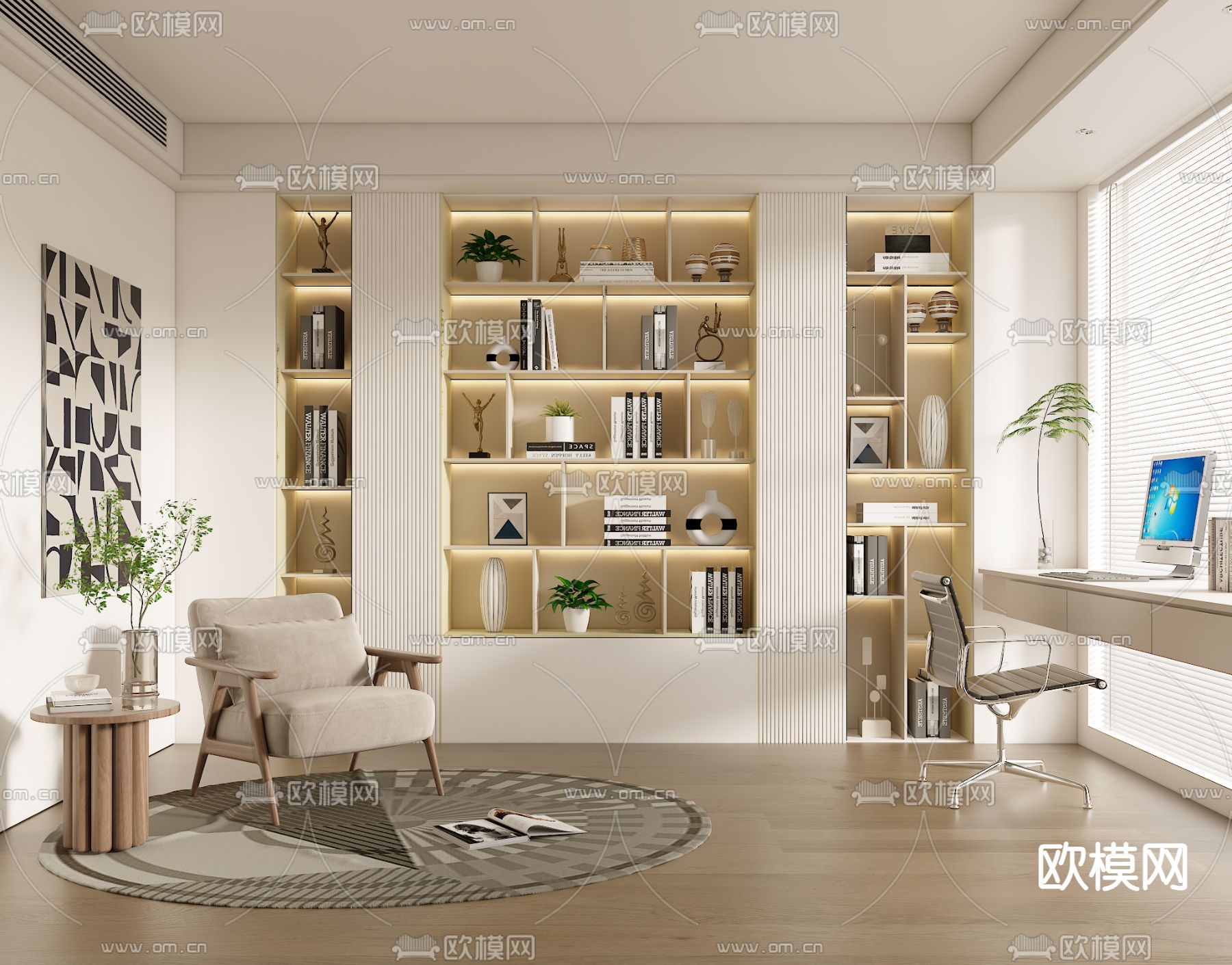 OFFICE HOME – VRAY / CORONA – 3D MODEL – 1750 - thumbnail 1