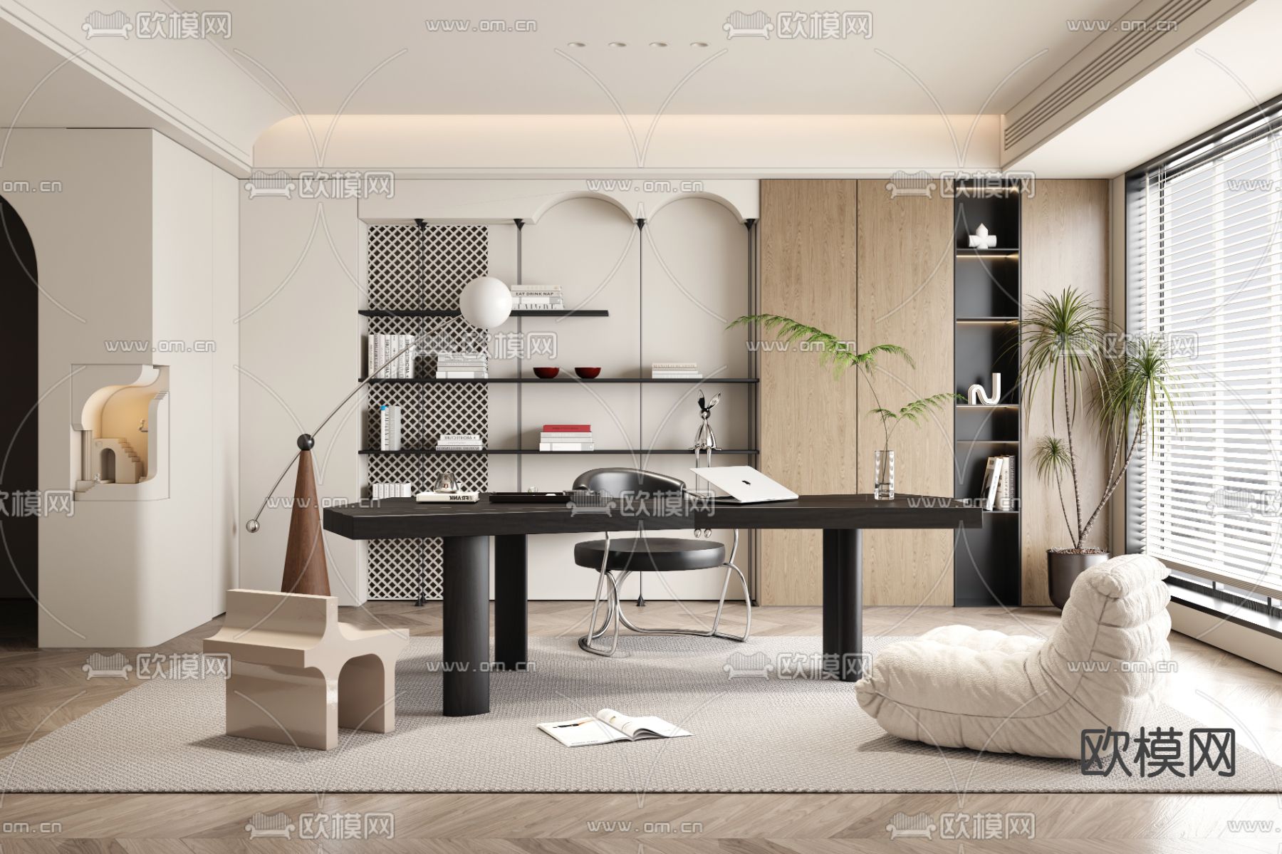 OFFICE HOME – VRAY / CORONA – 3D MODEL – 1762 - thumbnail 1