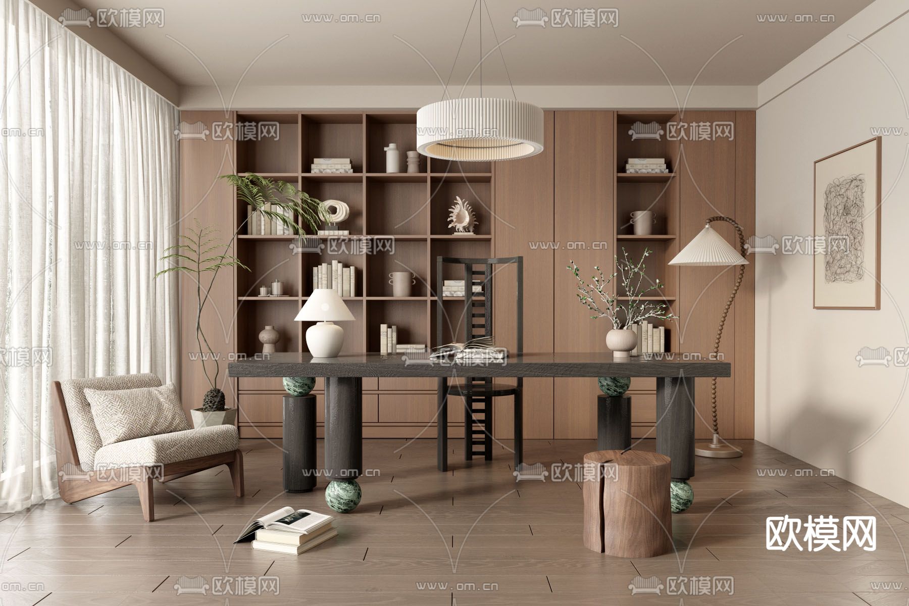 OFFICE HOME – VRAY / CORONA – 3D MODEL – 1786 - thumbnail 1