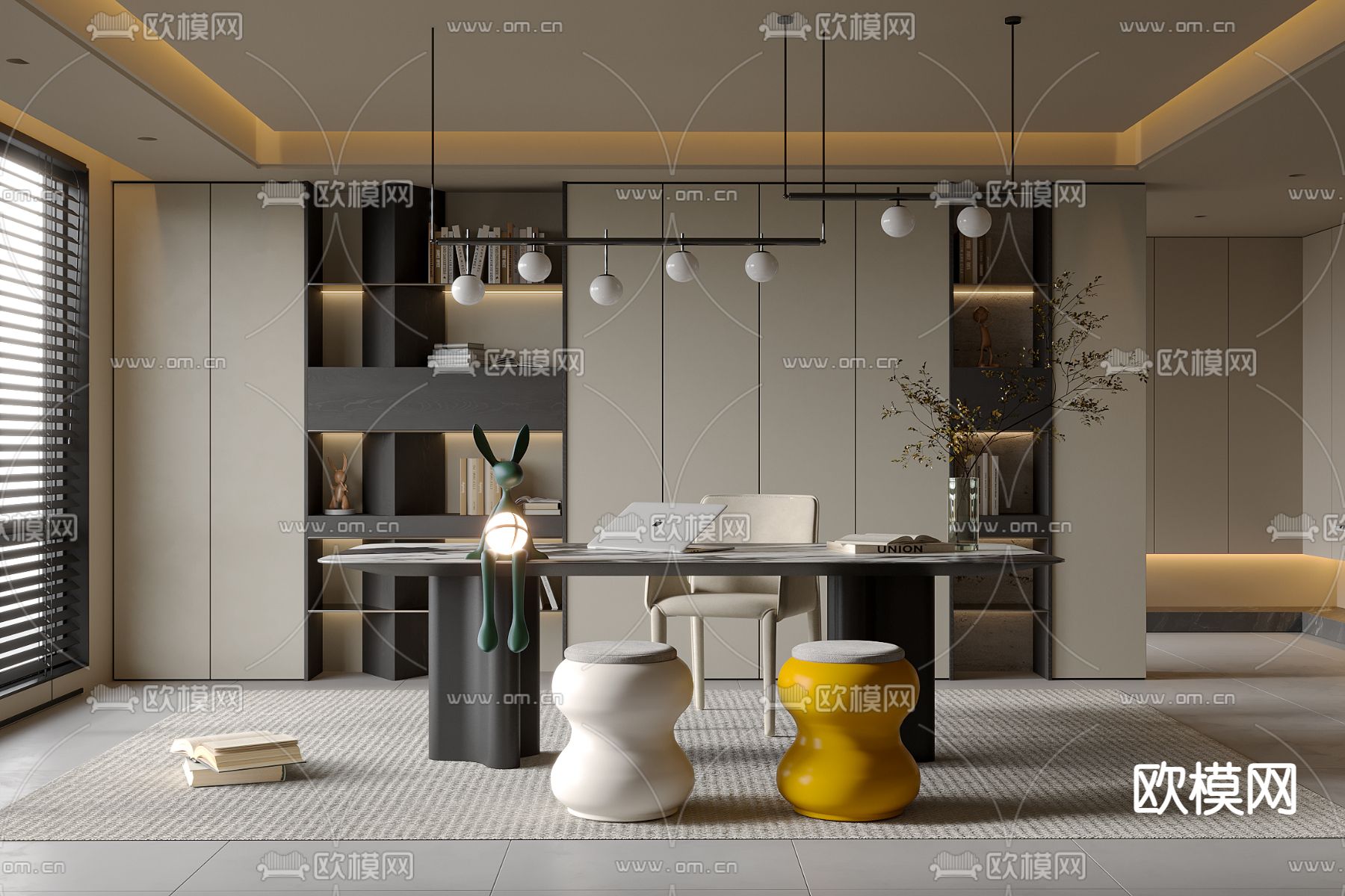 OFFICE HOME – VRAY / CORONA – 3D MODEL – 1801 - thumbnail 1