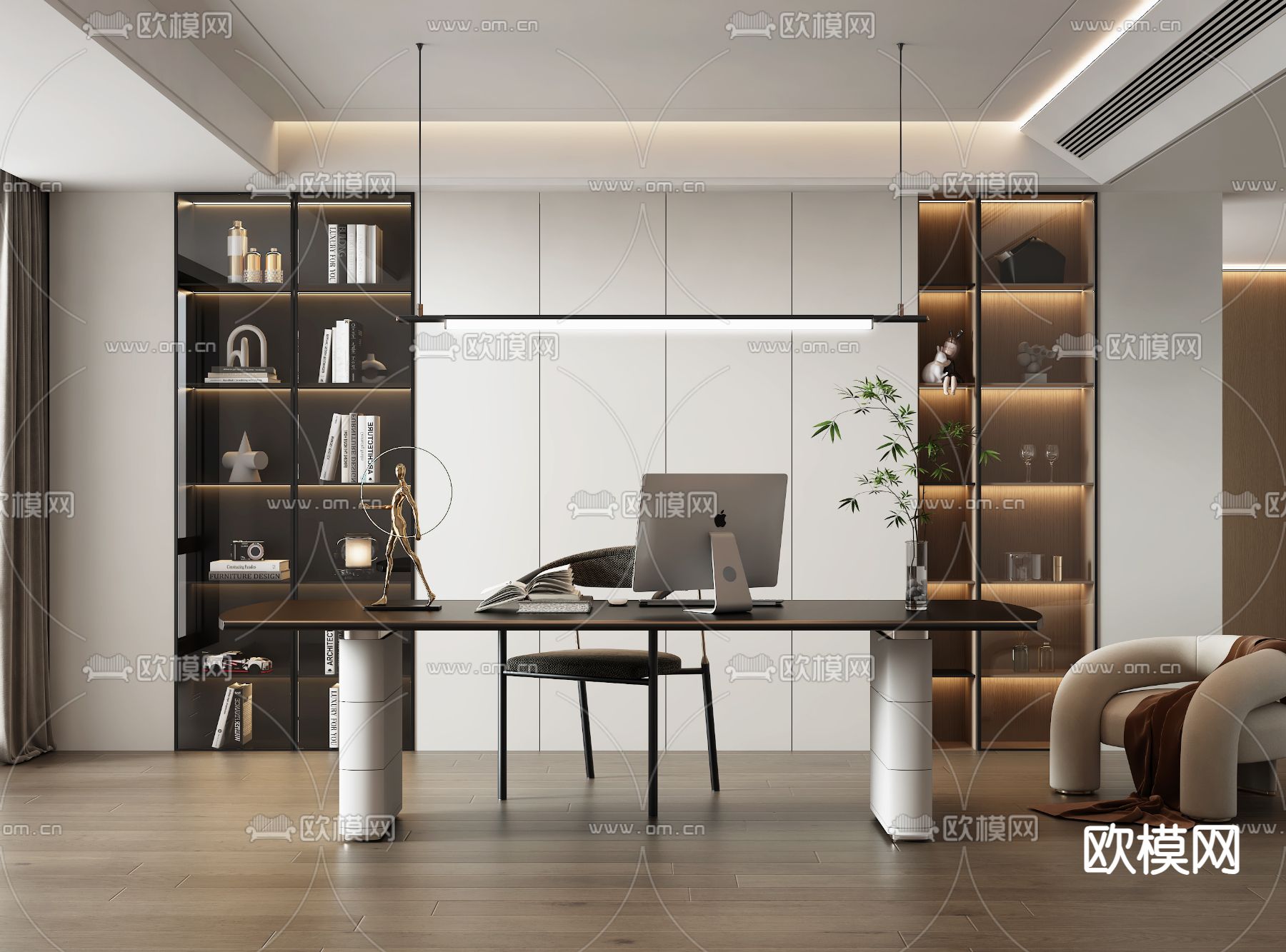 OFFICE HOME – VRAY / CORONA – 3D MODEL – 1802 - thumbnail 1