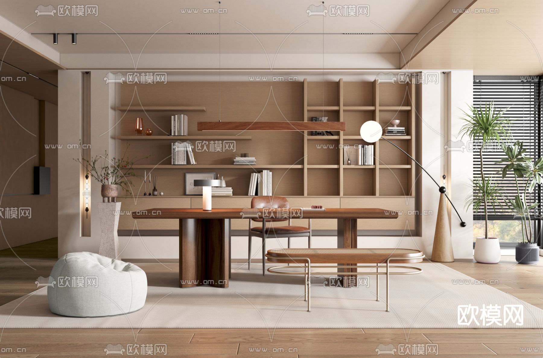 OFFICE HOME – VRAY / CORONA – 3D MODEL – 1808 - thumbnail 1