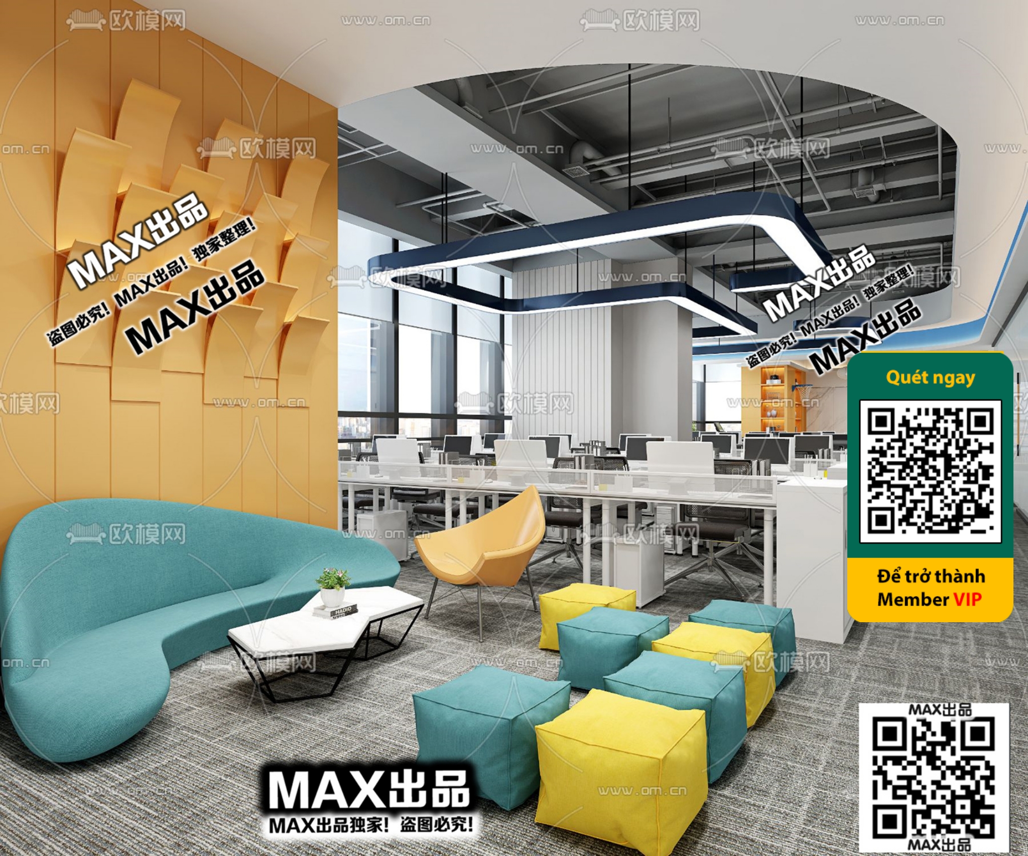 OFFICE SPACE – VRAY / CORONA – 3D MODEL – 4721 - thumbnail 1