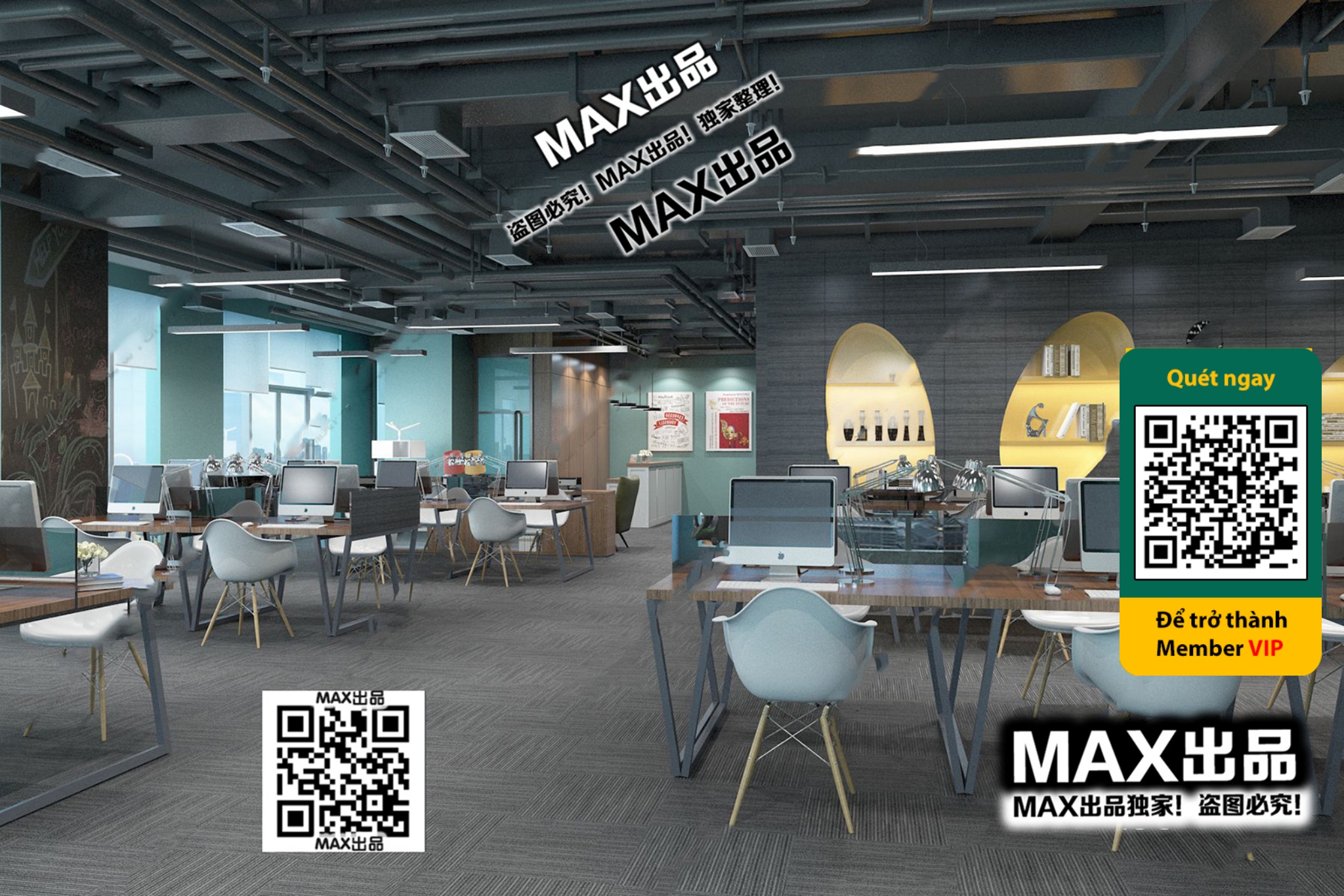 OFFICE SPACE – VRAY / CORONA – 3D MODEL – 4731 - thumbnail 1