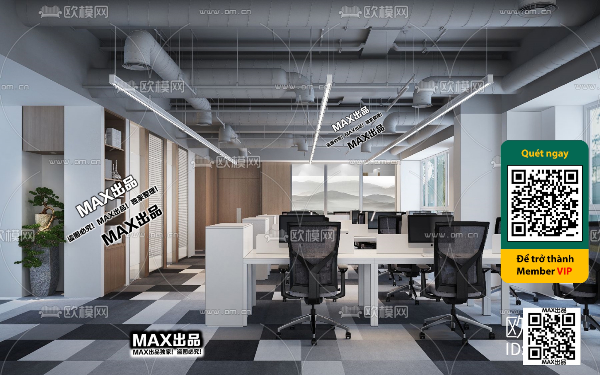 OFFICE SPACE – VRAY / CORONA – 3D MODEL – 4743 - thumbnail 1