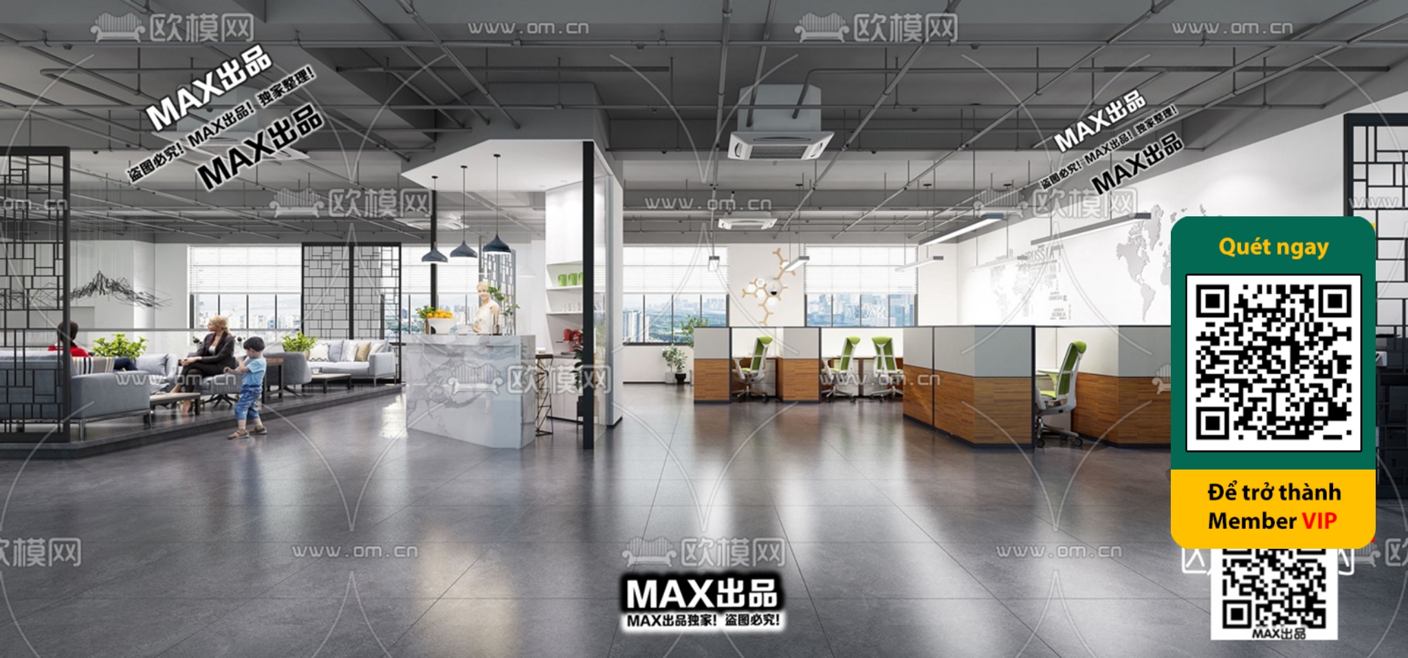 OFFICE SPACE – VRAY / CORONA – 3D MODEL – 4760 - thumbnail 1