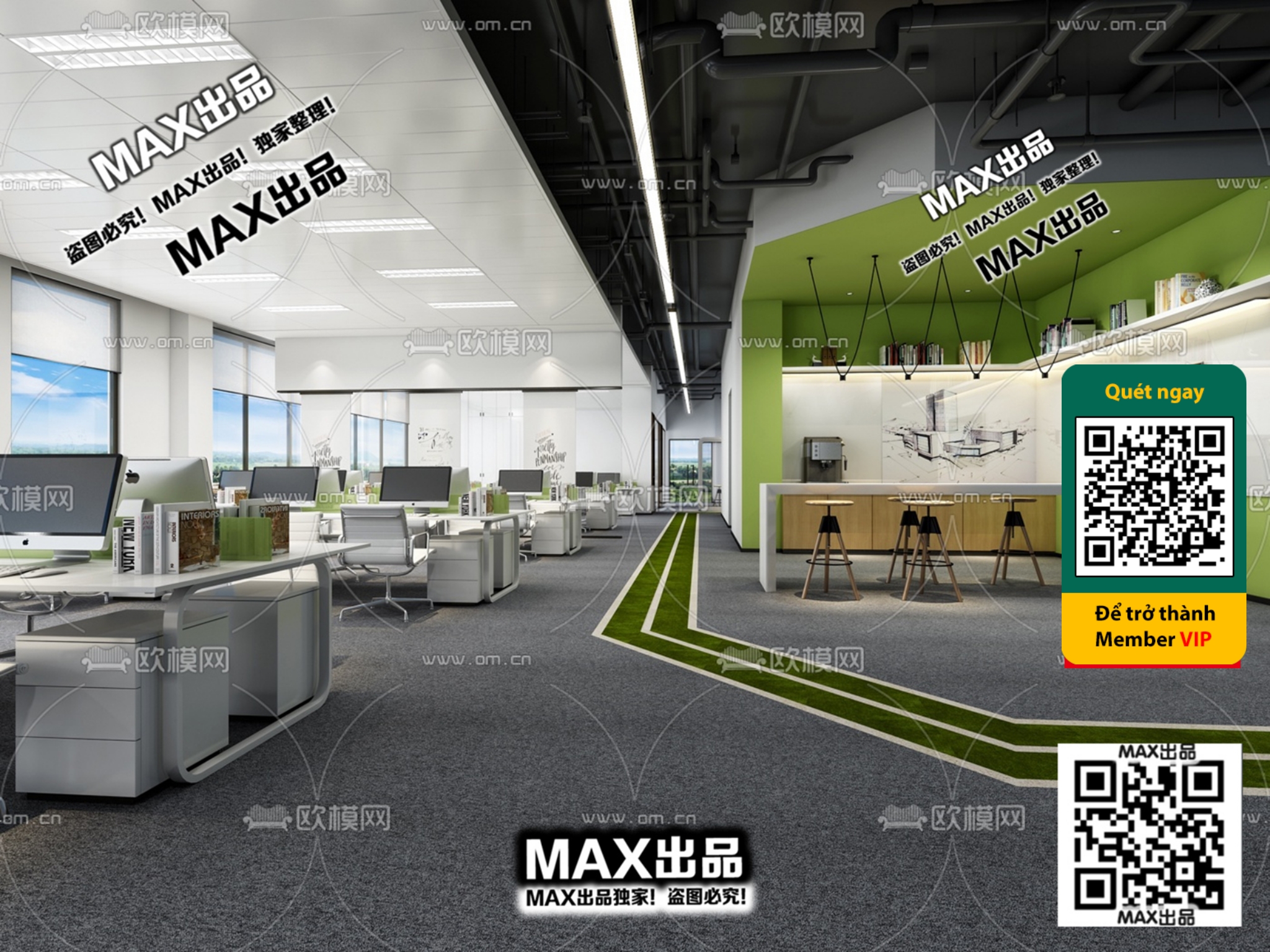 OFFICE SPACE – VRAY / CORONA – 3D MODEL – 4765 - thumbnail 1