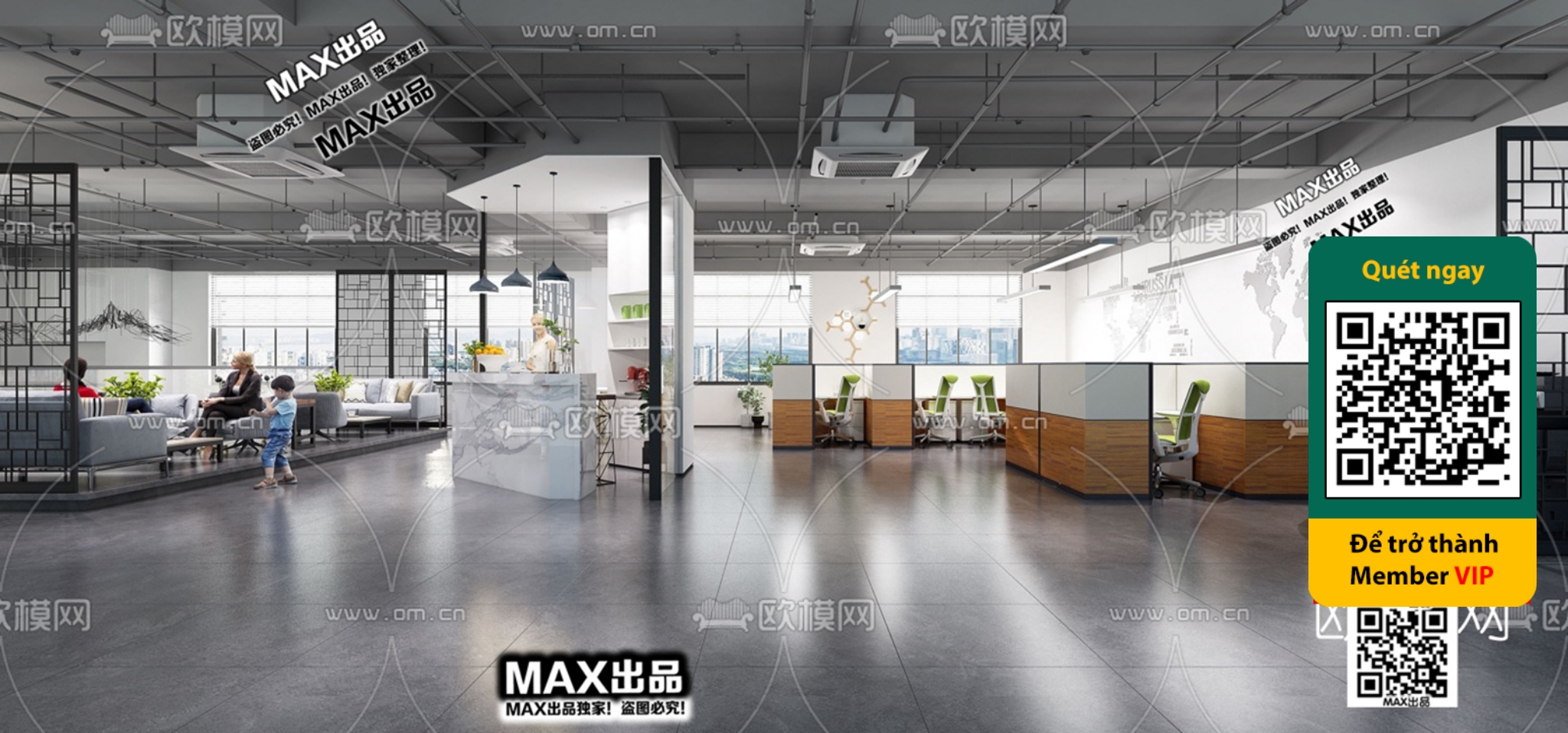 OFFICE SPACE – VRAY / CORONA – 3D MODEL – 4778 - thumbnail 1