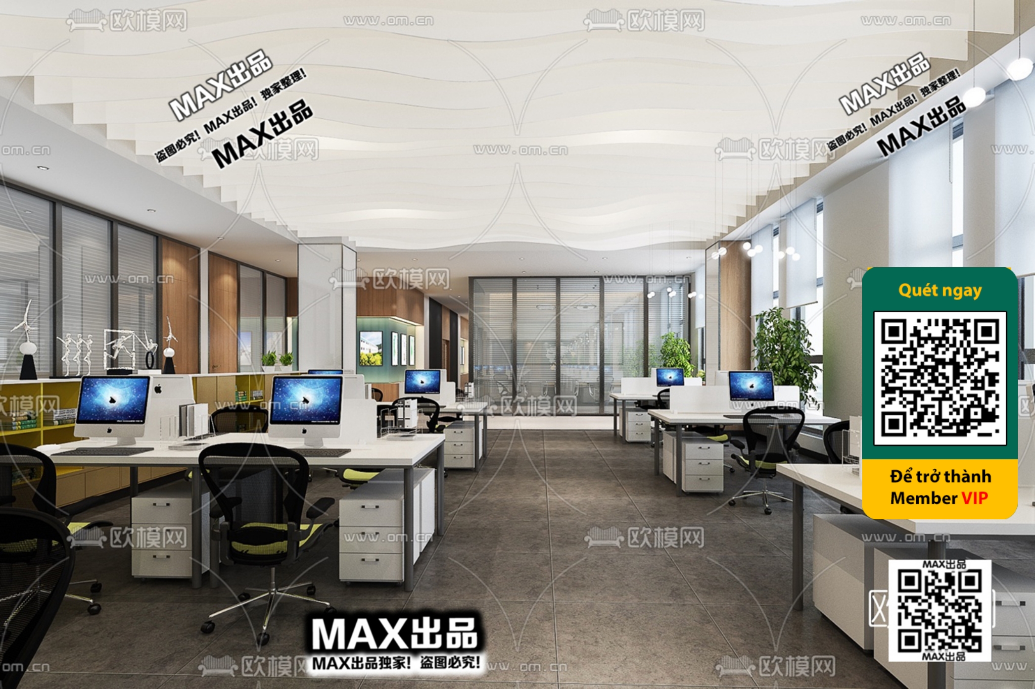 OFFICE SPACE – VRAY / CORONA – 3D MODEL – 4782 - thumbnail 1