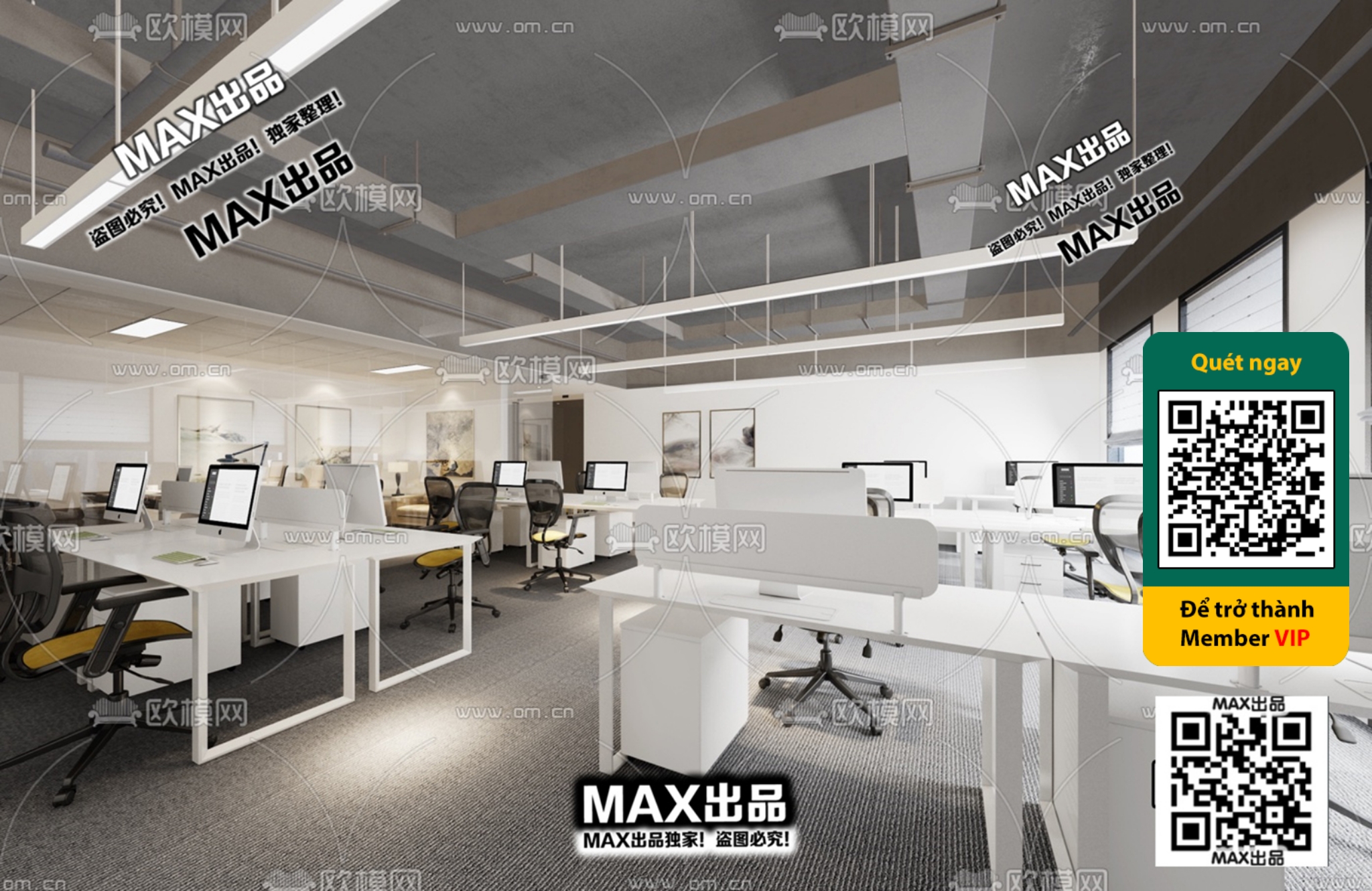 OFFICE SPACE – VRAY / CORONA – 3D MODEL – 4787 - thumbnail 1