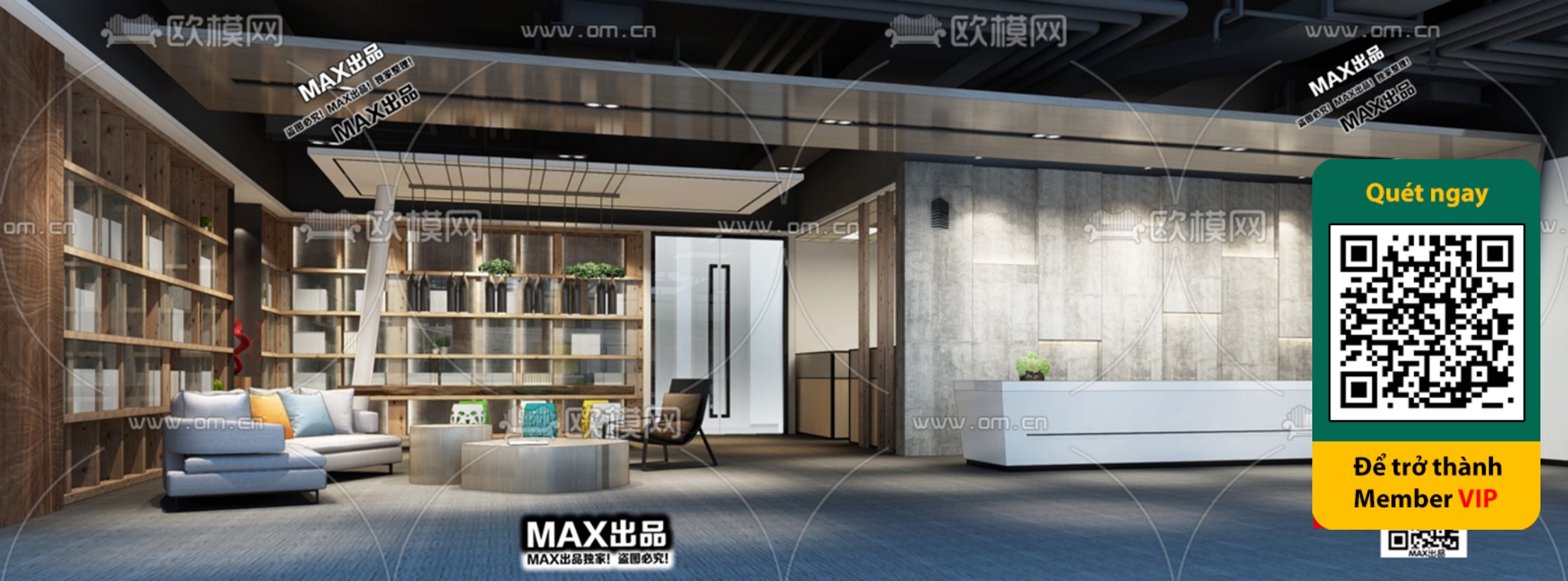 OFFICE SPACE – VRAY / CORONA – 3D MODEL – 4790 - thumbnail 1