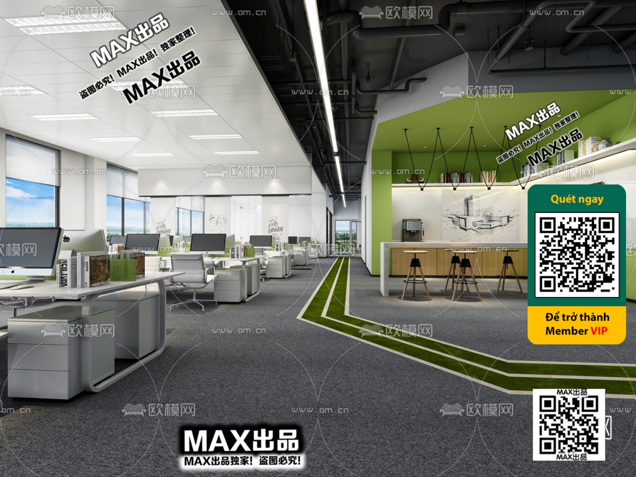 OFFICE SPACE – VRAY / CORONA – 3D MODEL – 4791 - thumbnail 1