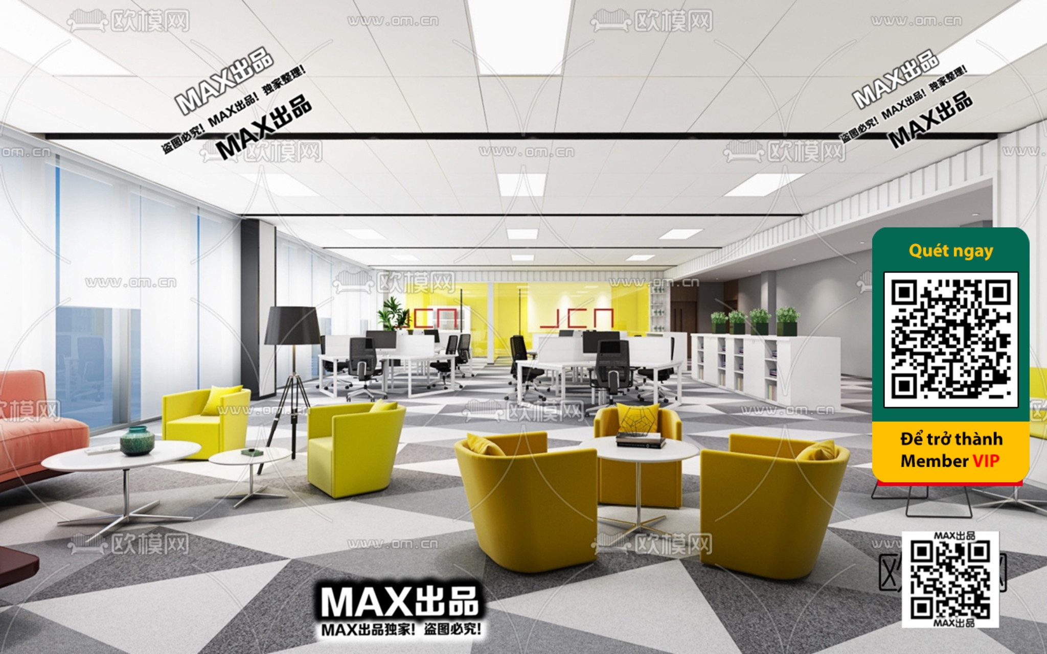 OFFICE SPACE – VRAY / CORONA – 3D MODEL – 4803 - thumbnail 1