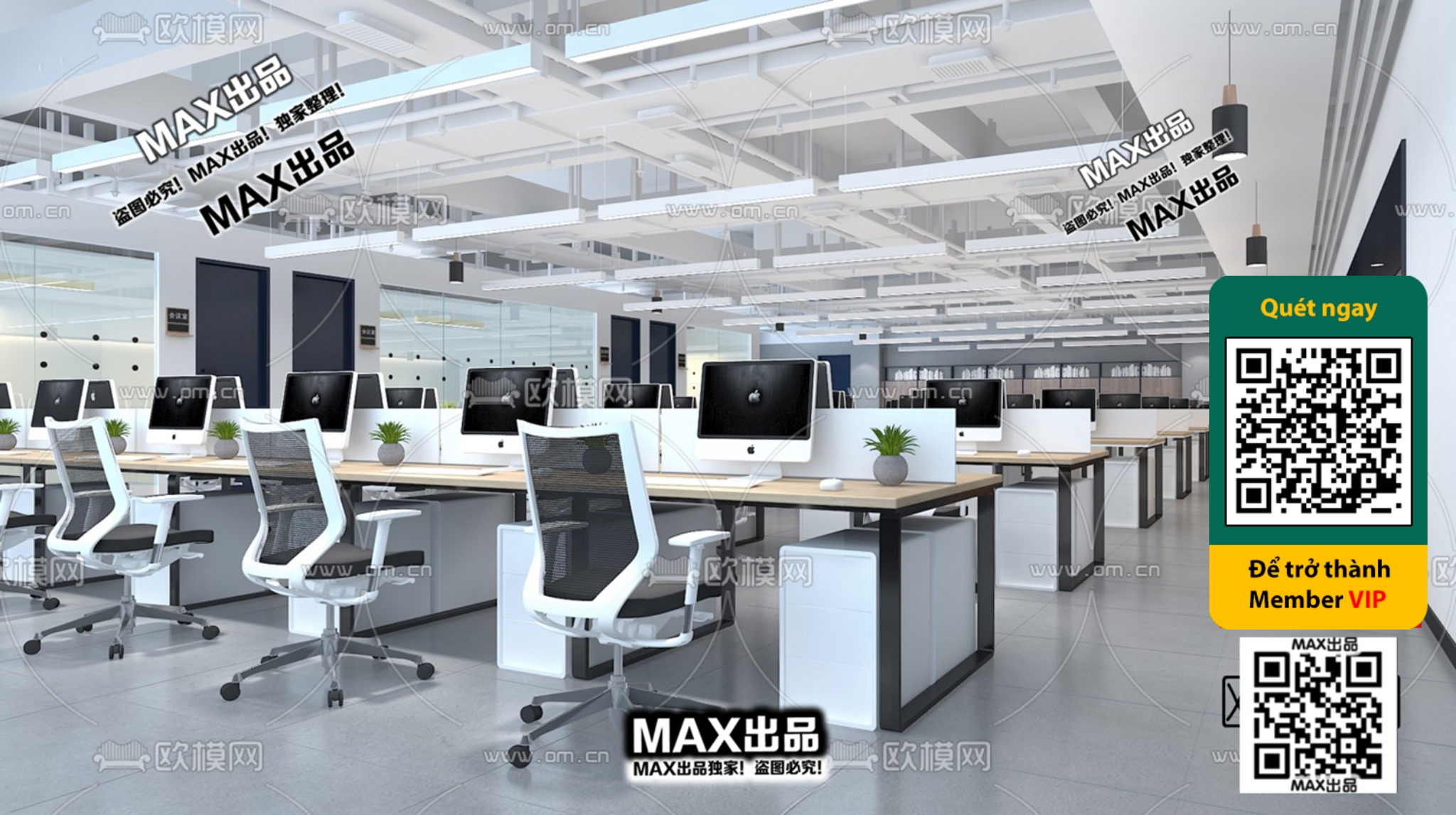 OFFICE SPACE – VRAY / CORONA – 3D MODEL – 4806 - thumbnail 1