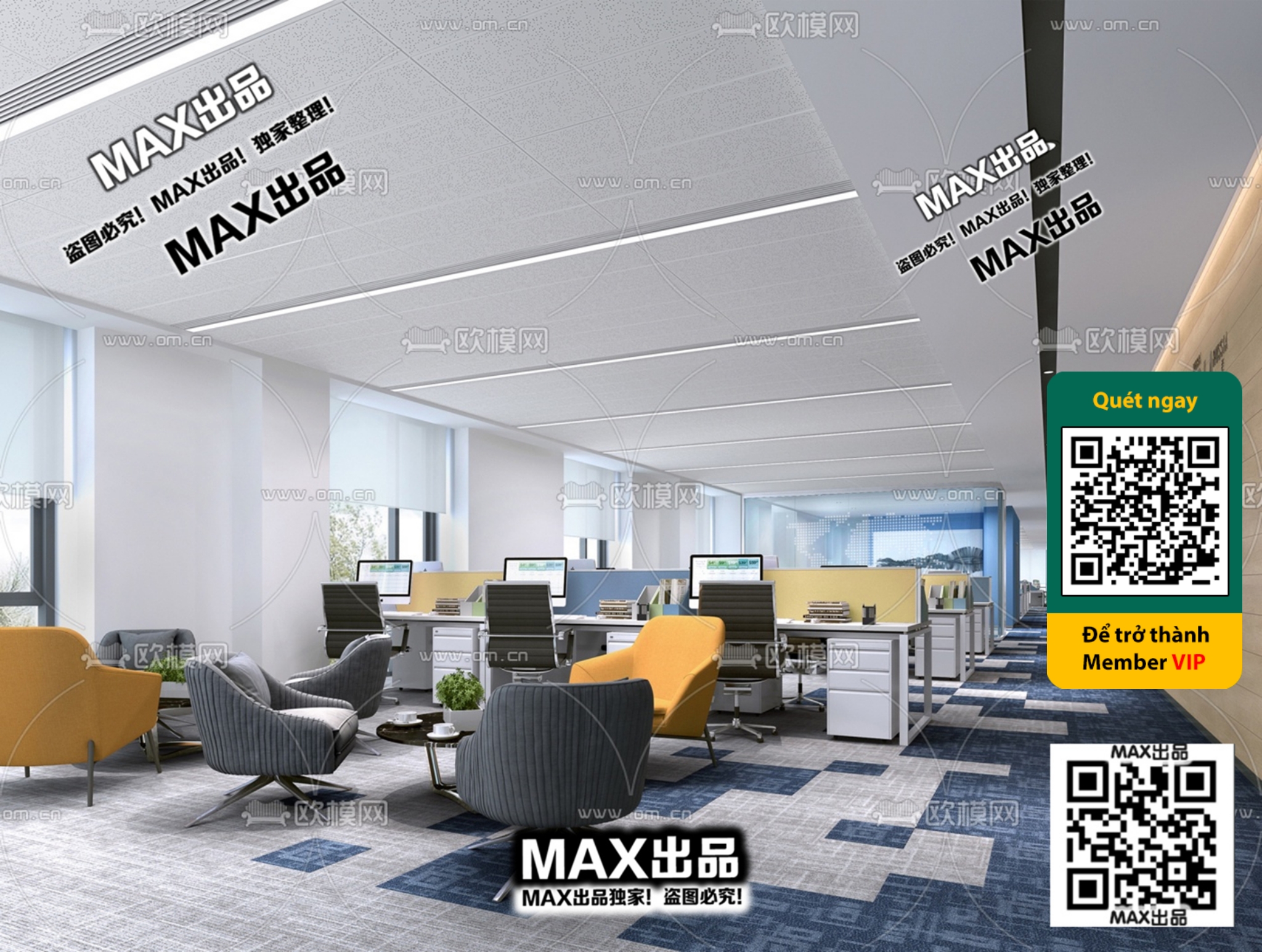 OFFICE SPACE – VRAY / CORONA – 3D MODEL – 4812 - thumbnail 1