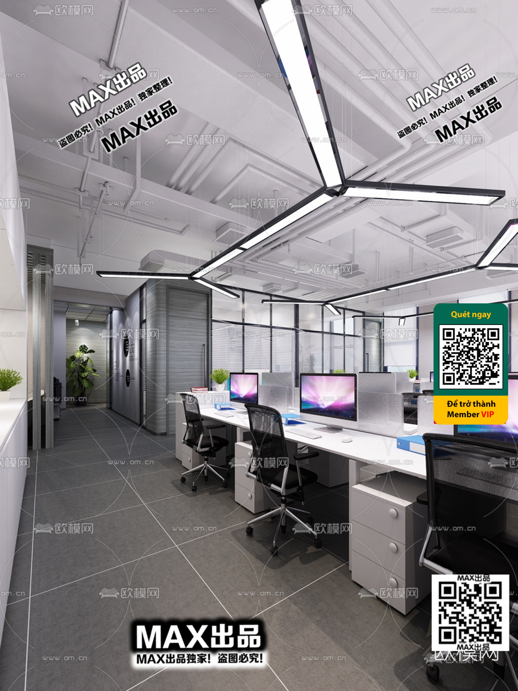 OFFICE SPACE – VRAY / CORONA – 3D MODEL – 4814 - thumbnail 1